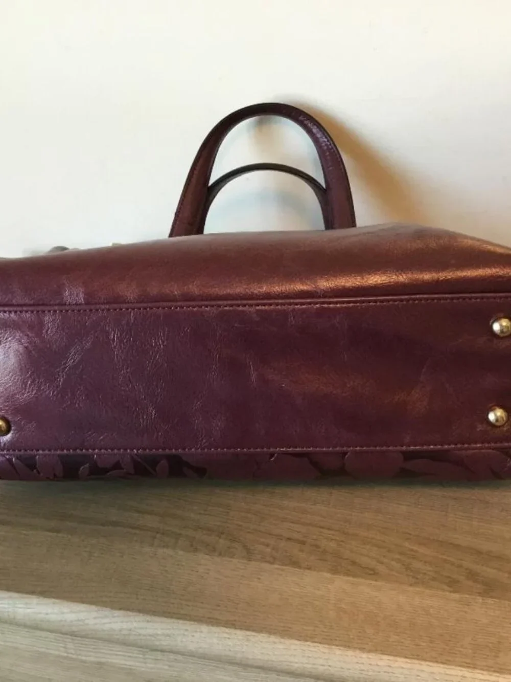 Mellow World Salome Floral Embossed Satchel Handbag Crossbody in Plum- 2 Straps - Picture 6 of 10